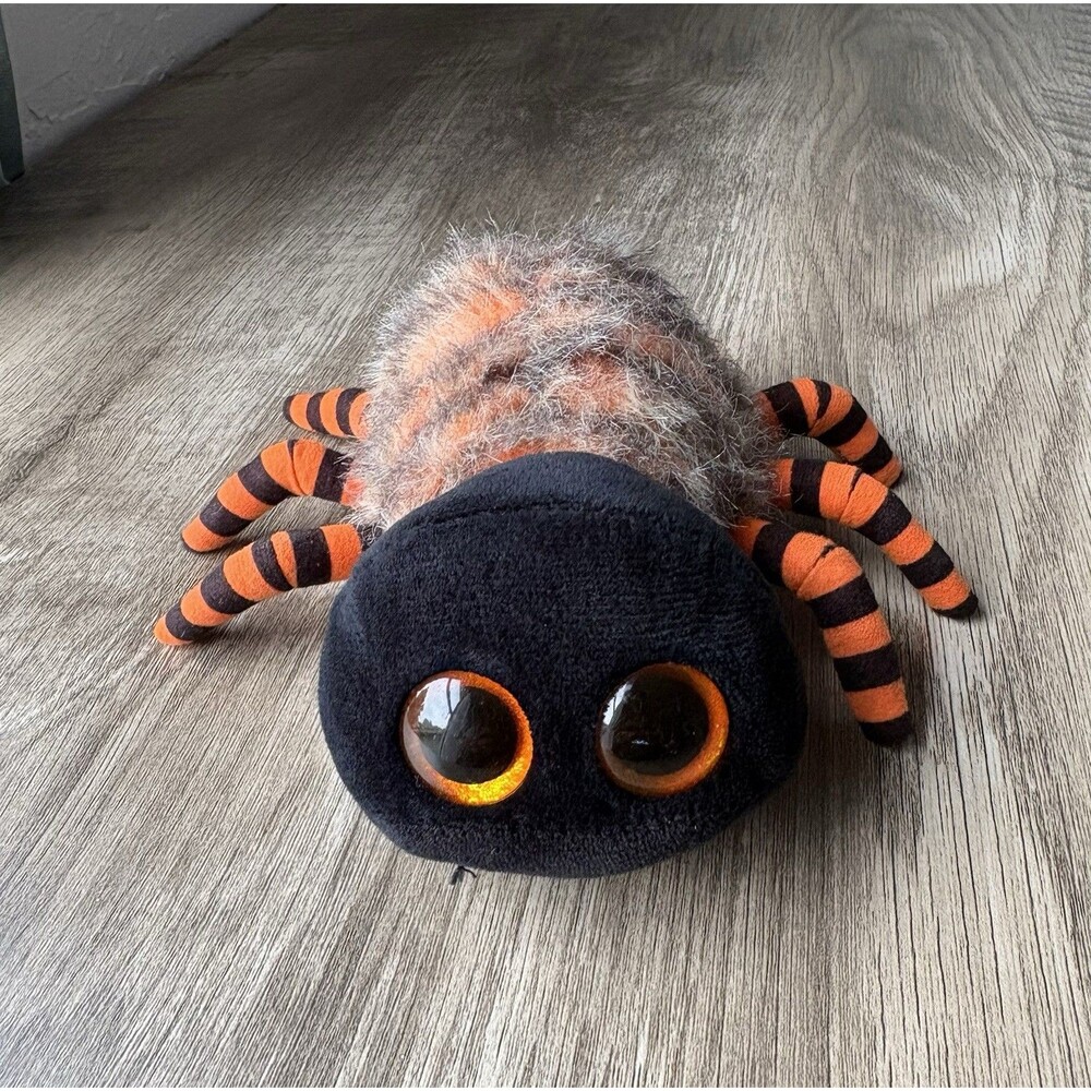Ty Beanie Ingrum Black & Orange Halloween Furry Stuffed Animal Cute Spider